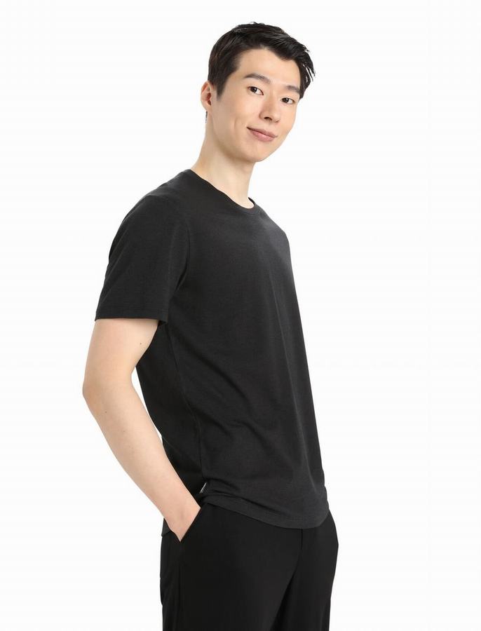 Camiseta Icebreaker Merino Central Classic Corta Sleeve Hombre Negros | BLE2719XN