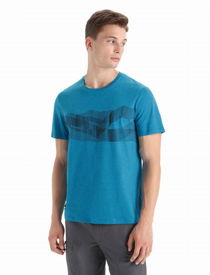 Camiseta Icebreaker Merino Central Classic Corta Sleeve St Anton Hombre Azules | JVM3037QA