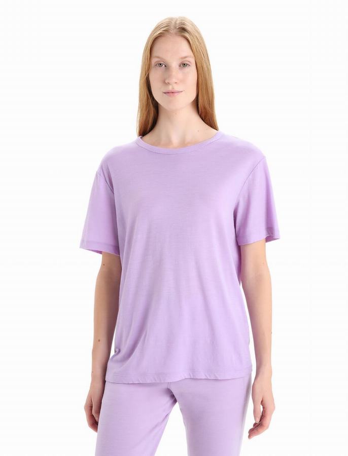 Camiseta Icebreaker Merino Granary Corta Sleeve Mujer Morados Claro | IFE8517QF