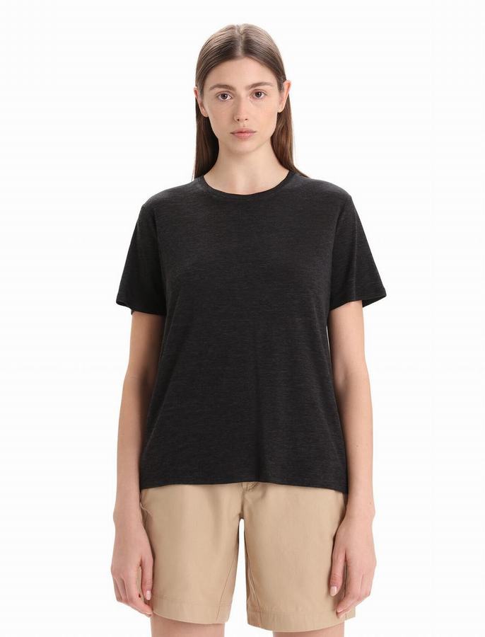 Camiseta Icebreaker Merino Linen Corta Sleeve Mujer Negros | SVZ3034CW