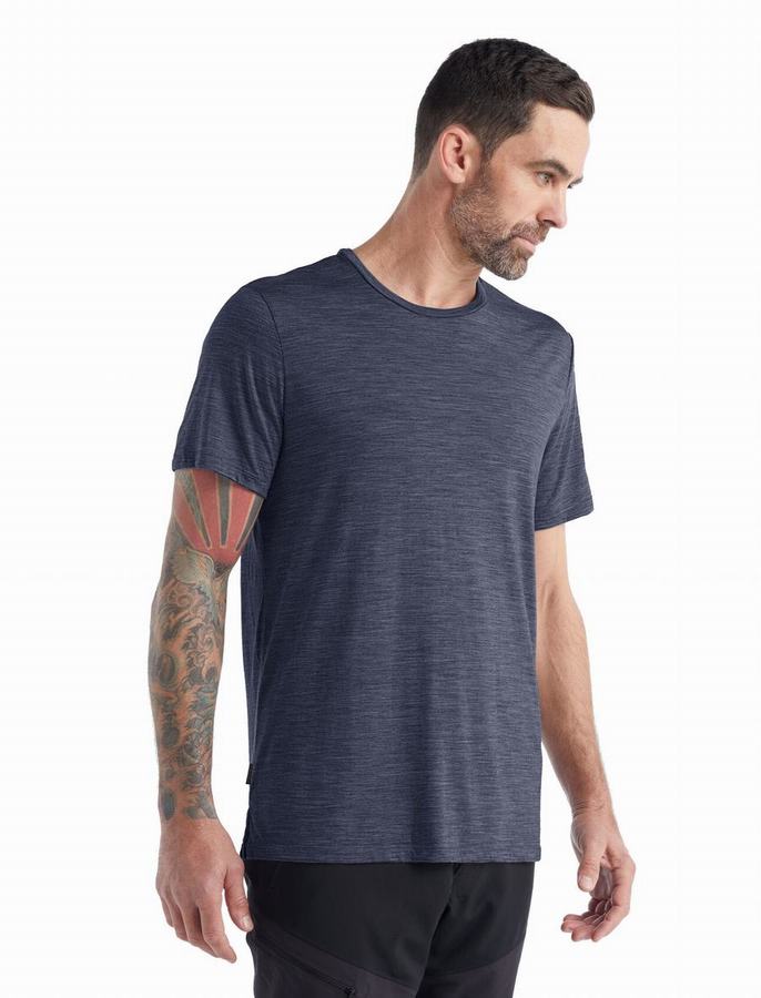 Camiseta Icebreaker Merino Sphere II Corta Sleeve Hombre Azul Marino | EAD9764WO