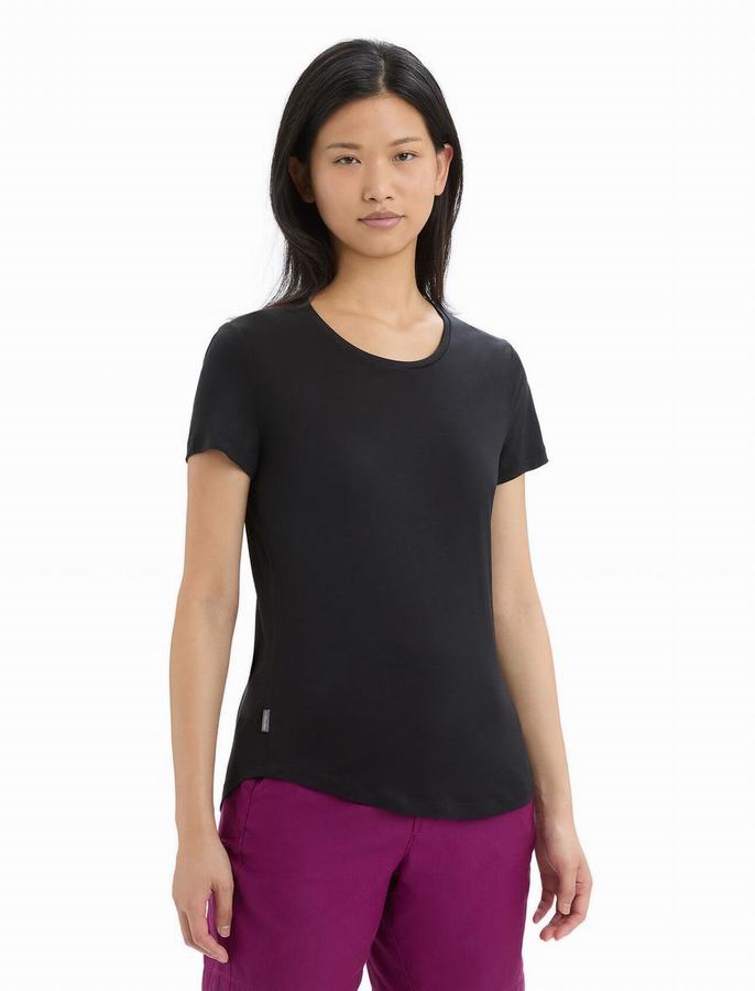 Camiseta Icebreaker Merino Sphere II Corta Sleeve Mujer Negros | VKH7045DV