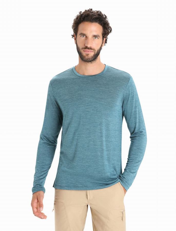 Camiseta Icebreaker Merino Sphere II Long Sleeve Hombre Azules Claro | GFO588EB