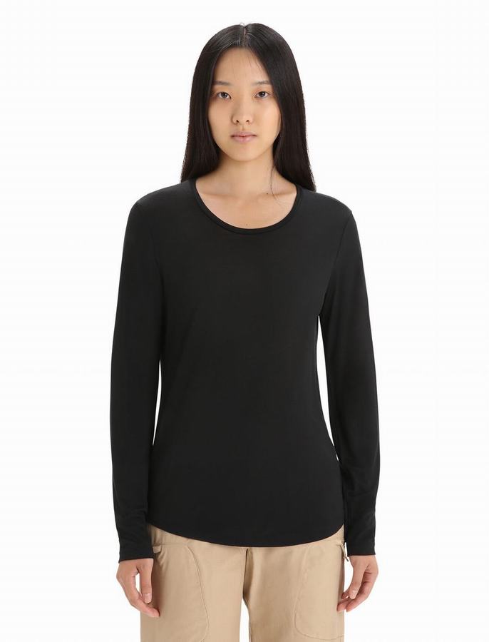 Camiseta Icebreaker Merino Sphere II Long Sleeve Mujer Negros | QBG6672QG