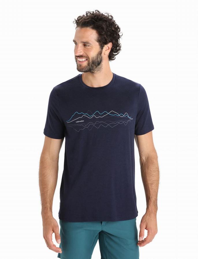 Camiseta Icebreaker Merino Tech Lite II Corta Sleeve Hombre Azul Marino | EZL2381KC