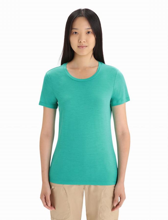 Camiseta Icebreaker Merino Tech Lite II Corta Sleeve Mujer Verdes Claro | FIT5517CR