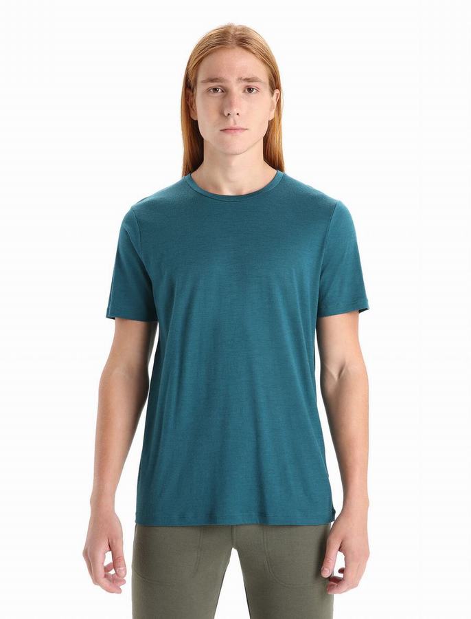 Camiseta Icebreaker Merino Tech Lite II Corta Sleeve Hombre Azules Verdes | JRI6454KN