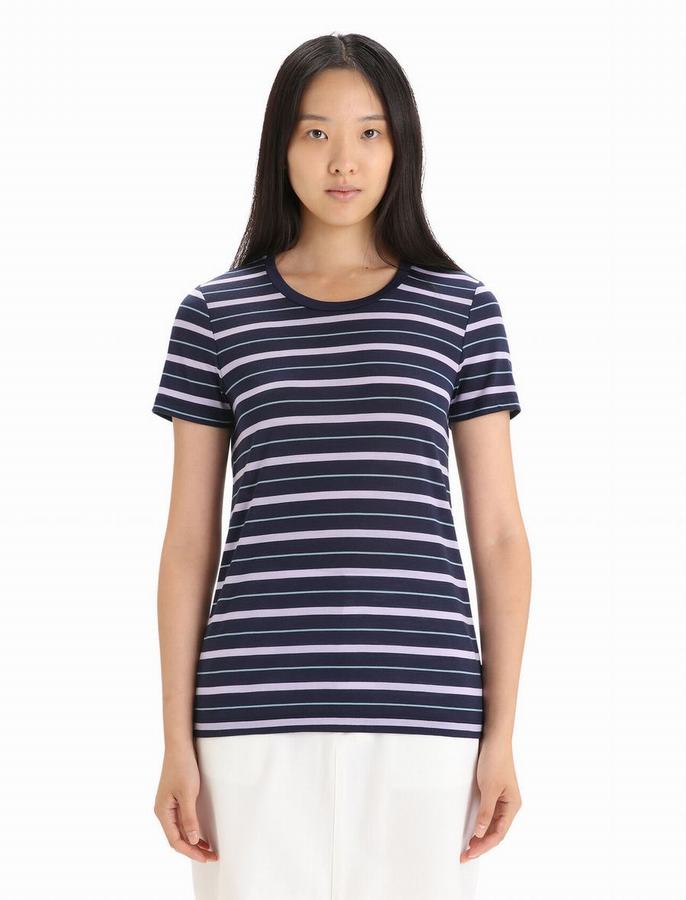 Camiseta Icebreaker Merino Wave Corta Sleeve Stripe Mujer Multicolor | GAW7926UA