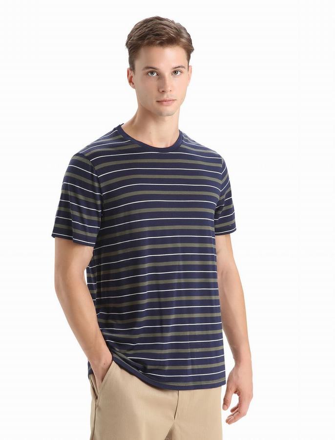 Camiseta Icebreaker Merino Wave Corta Sleeve Stripe Hombre Multicolor | GOS1878KF