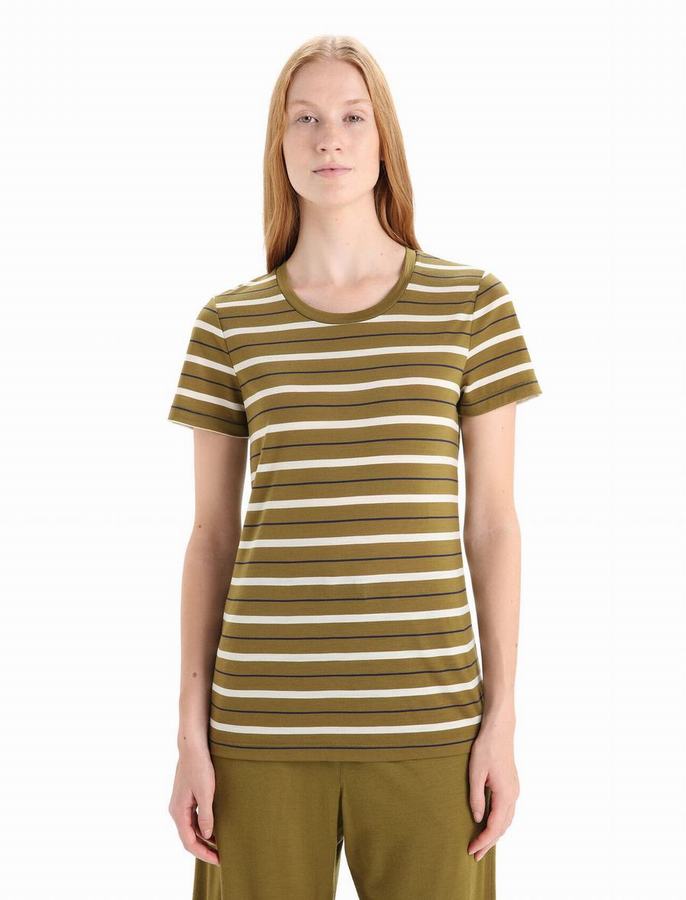 Camiseta Icebreaker Merino Wave Corta Sleeve Stripe Mujer Multicolor | UKN8152BY