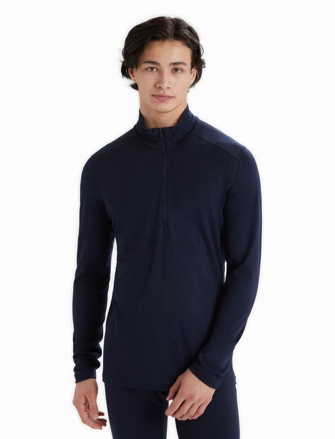 Capas Base Icebreaker Merino 200 Oasis Long Sleeve Half Zip Termica Hombre Azul Marino | KWN8983TS