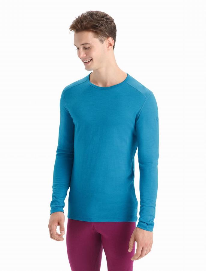 Capas Base Icebreaker Merino 200 Oasis Long Sleeve Crewe Termica Hombre Azules | VHN6167SN