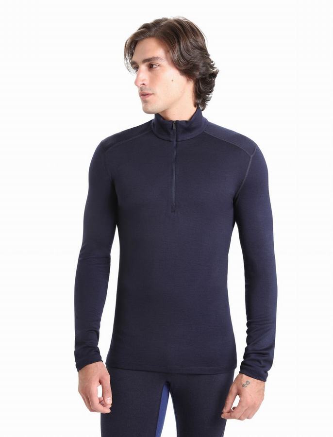 Capas Base Icebreaker Merino 260 Tech Long Sleeve Half Zip Termica Hombre Azul Marino | CSO9837OV