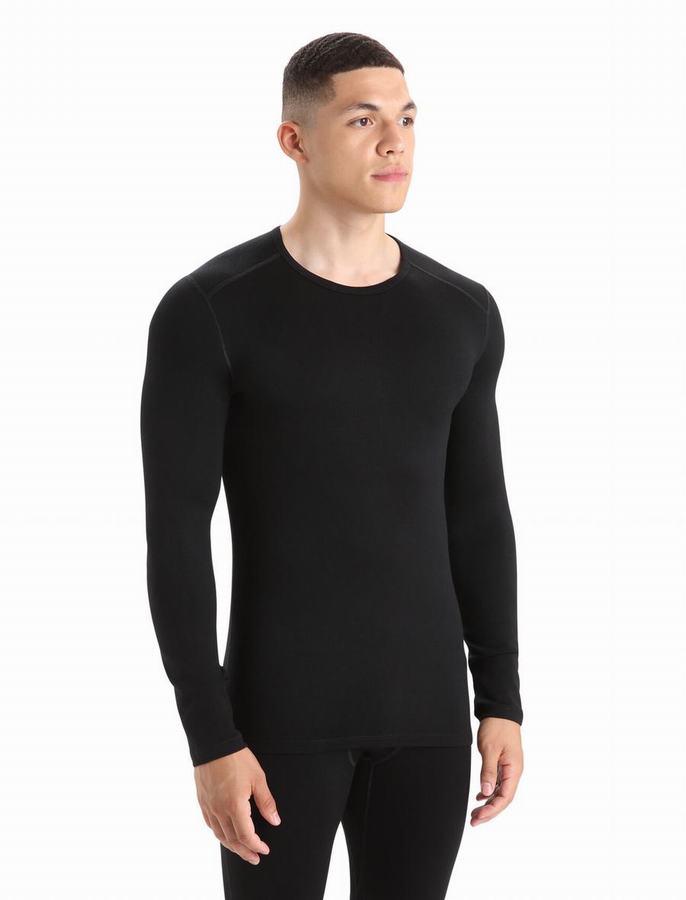 Capas Base Icebreaker Merino 260 Tech Long Sleeve Crewe Termica Hombre Negros | LXH1784GS