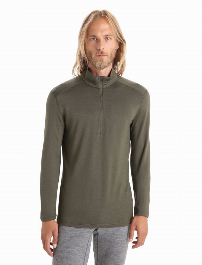 Capas Base Icebreaker Merino 260 Tech Long Sleeve Half Zip Termica Hombre Verde Oliva | ZHG4282EF