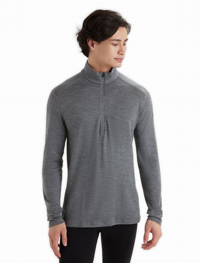 Capas Base Icebreaker Merino 260 Tech Long Sleeve Half Zip Termica Hombre Grises | ZOS230FI