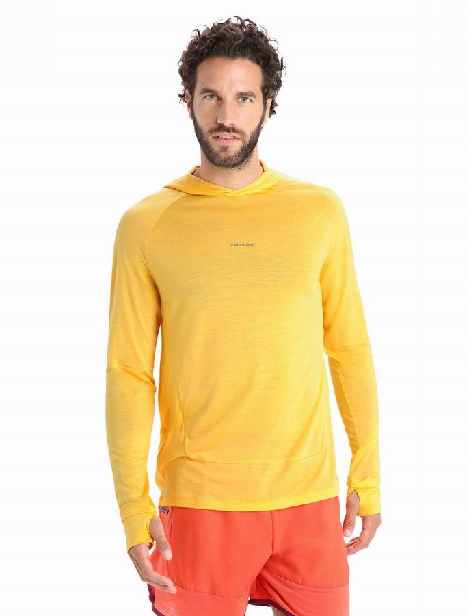 Sudadera Con Capucha Icebreaker Cool-Lite™ Merino Long Sleeve Hombre Amarillos | WVX803XI