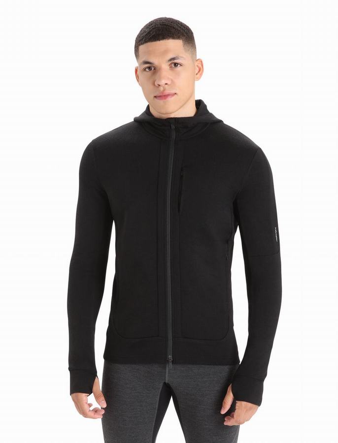 Sudadera Con Capucha Icebreaker Merino Quantum III Long Sleeve Zip Hombre Negros | DQT3950CB