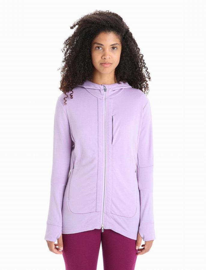 Sudadera Con Capucha Icebreaker Merino Quantum III Long Sleeve Zip Mujer Morados Claro | HGF1866UQ