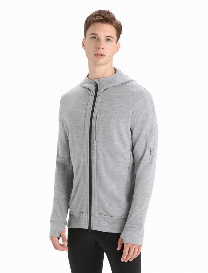 Sudadera Con Capucha Icebreaker Merino Quantum III Long Sleeve Zip Hombre Grises | ZYB4198JD