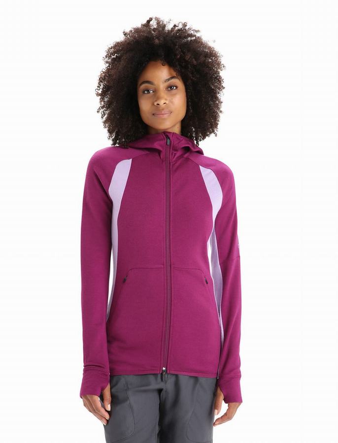 Sudadera Con Capucha Icebreaker ZoneKnit™ Merino Long Sleeve Zip Mujer Morados | IBJ6753JM