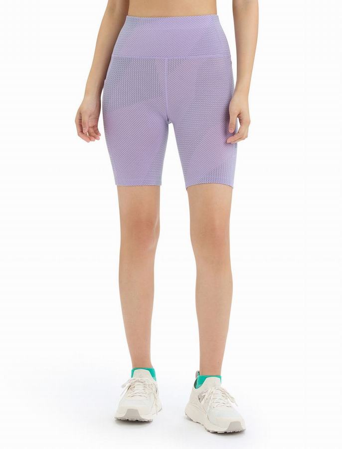 Bermudas Icebreaker Merino Fastray High Rise Gridlines Mujer Morados Claro | TUB191PB