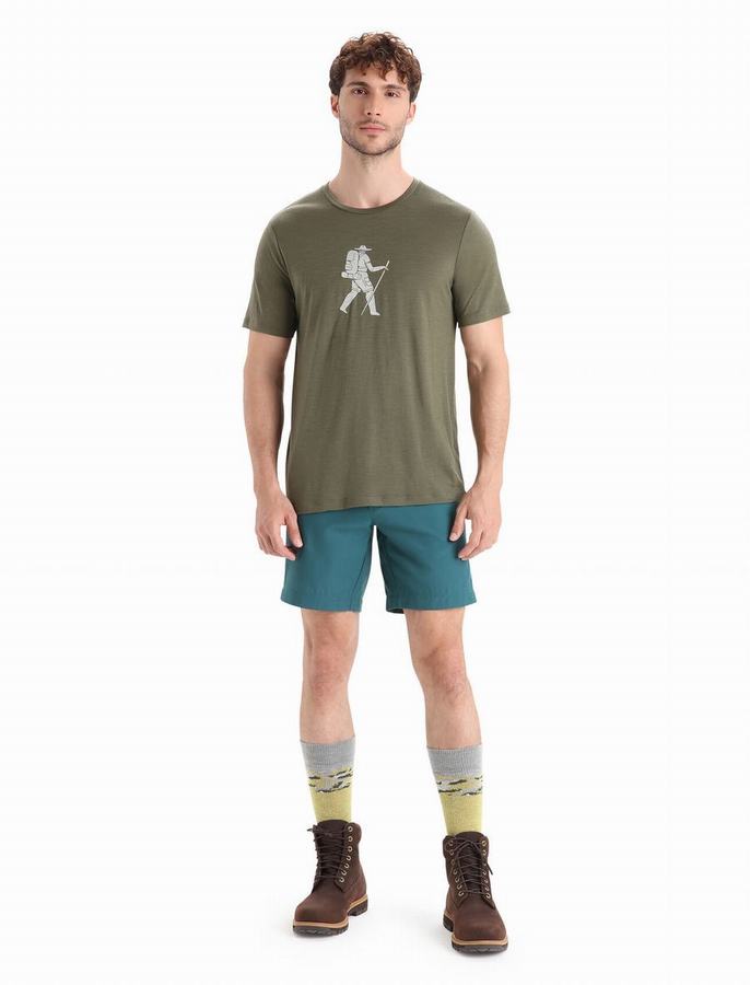 Bermudas Icebreaker Merino Hike Hombre Verdes Azules | YOY5823RC