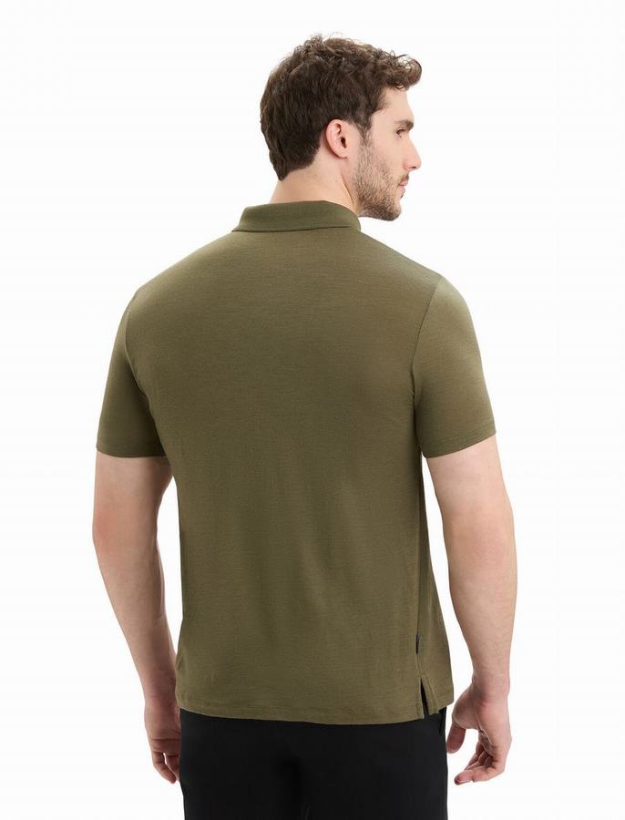 Camisa Polo Icebreaker Merino Tech Lite II Corta Sleeve Hombre Verde Oliva | KKV7367SB