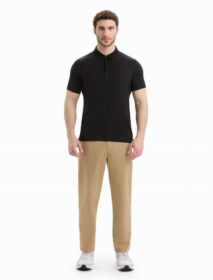 Camisa Polo Icebreaker Merino Tech Lite II Corta Sleeve Hombre Negros | QDE6897PD