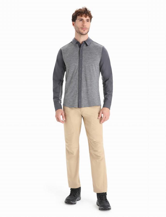 Camisas Icebreaker Merino Hike Long Sleeve Hombre Grises | DDQ2274HN