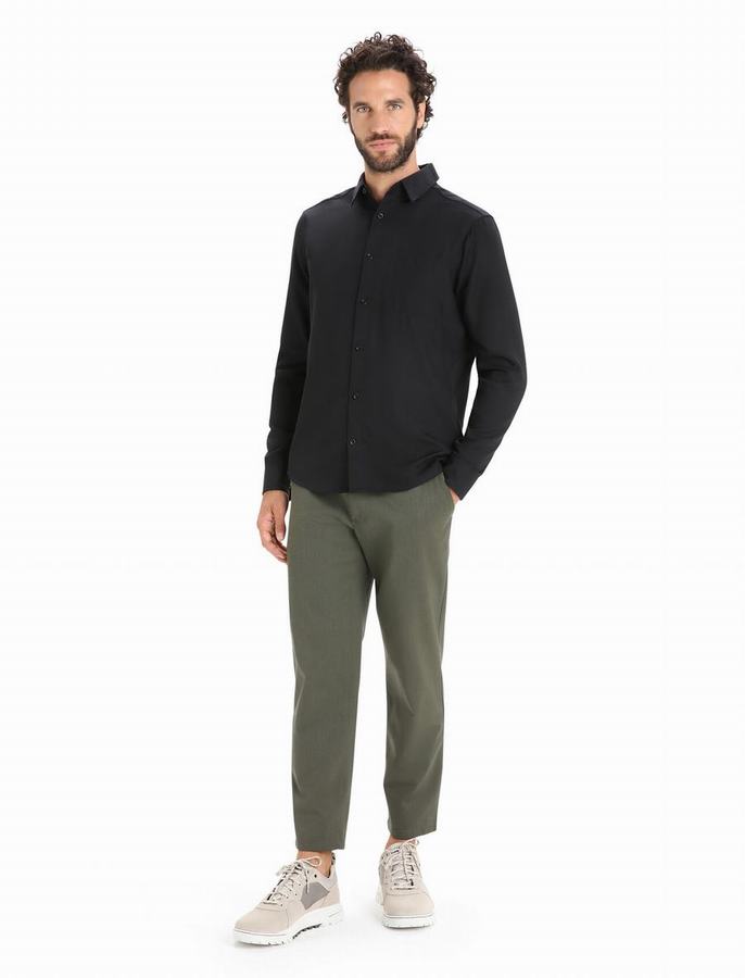 Camisas Icebreaker Merino Steveston Long Sleeve Hombre Negros | KEJ2847CV