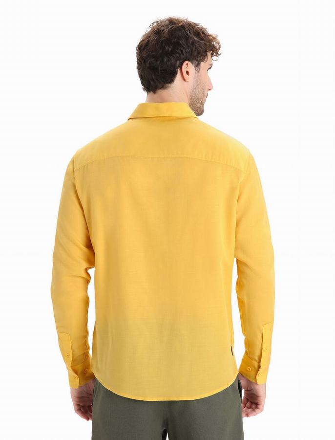 Camisas Icebreaker Merino Steveston Long Sleeve Hombre Amarillos | OSD6469MB