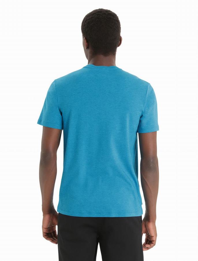 Camiseta Icebreaker Merino Central Classic Corta Sleeve Otter Paddle Hombre Azules | BEH3590UN