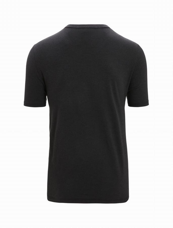 Camiseta Icebreaker Merino Central Classic Corta Sleeve Otter Paddle Hombre Negros | BES6791CK