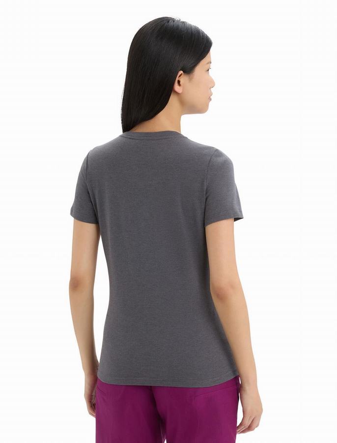 Camiseta Icebreaker Merino Central Classic Corta Sleeve Caravan Life Mujer Grises Oscuro | ETT778VA