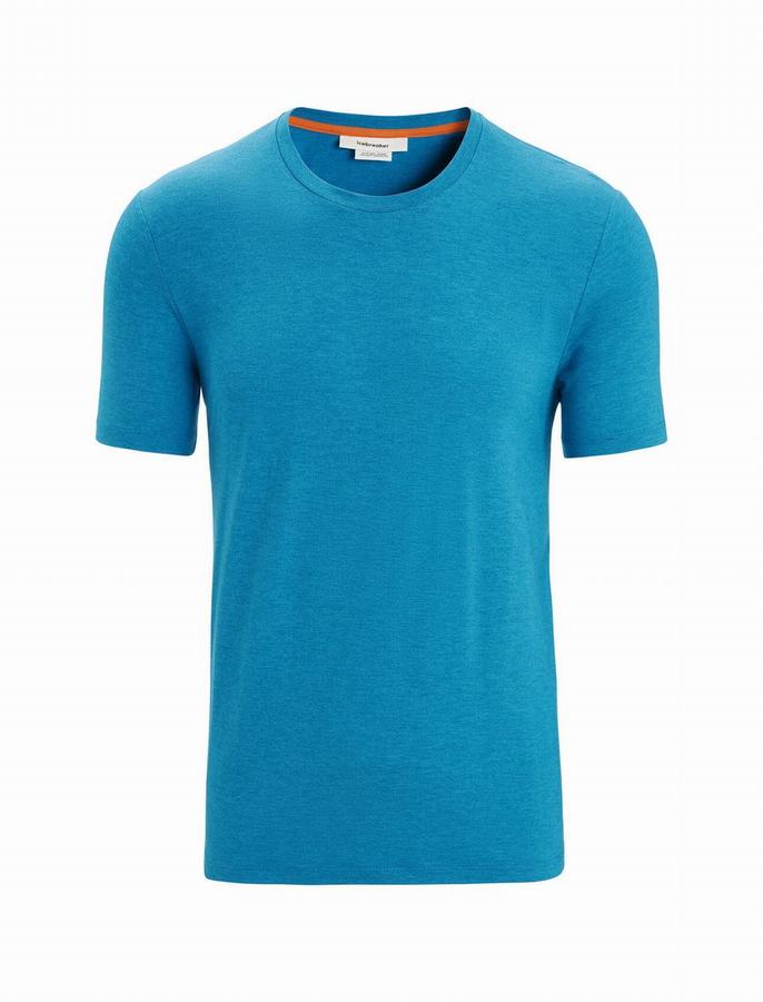 Camiseta Icebreaker Merino Central Classic Corta Sleeve Hombre Azules | IWX5514MZ