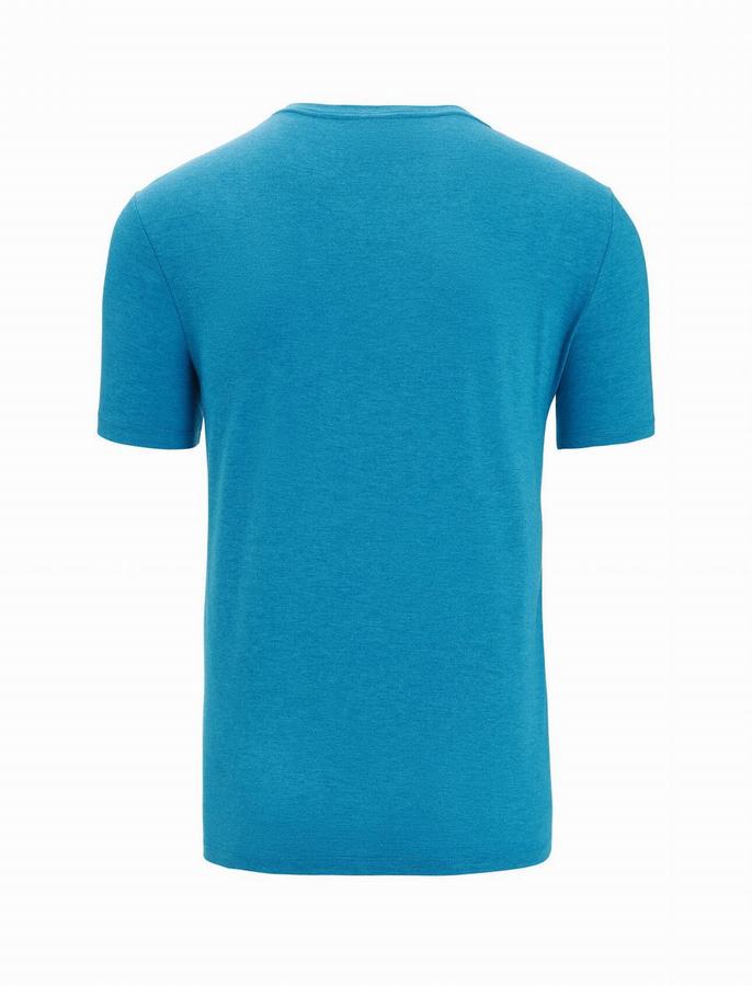 Camiseta Icebreaker Merino Central Classic Corta Sleeve Hombre Azules | IWX5514MZ