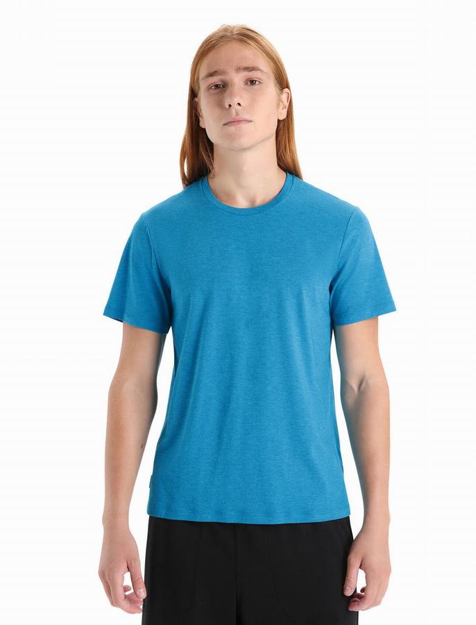 Camiseta Icebreaker Merino Central Classic Corta Sleeve Hombre Azules | IWX5514MZ