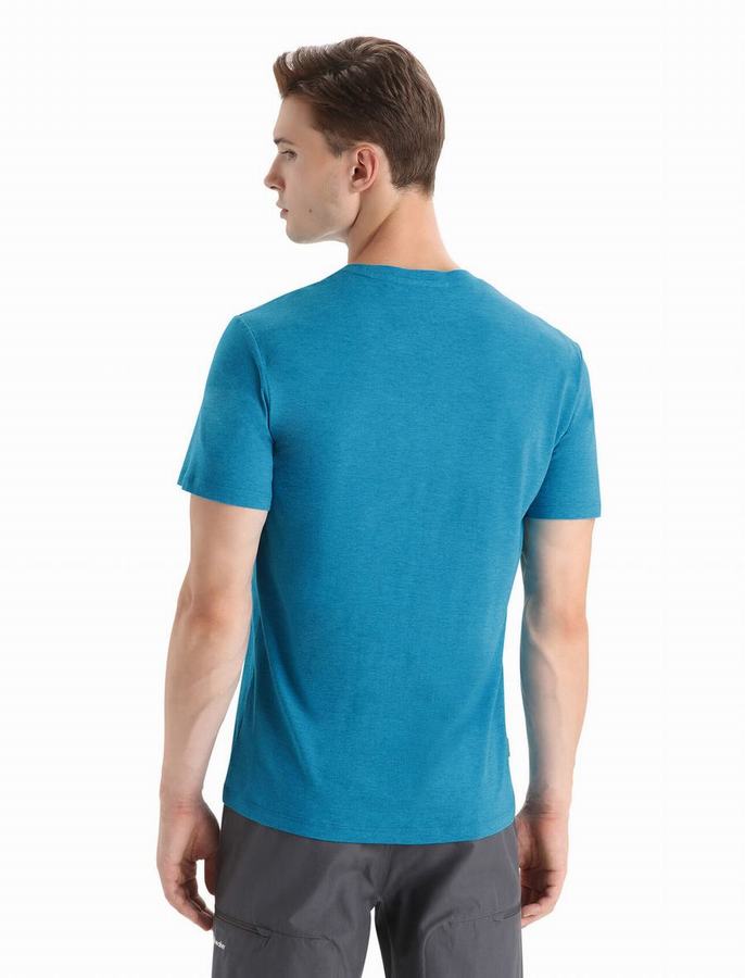 Camiseta Icebreaker Merino Central Classic Corta Sleeve St Anton Hombre Azules | JVM3037QA