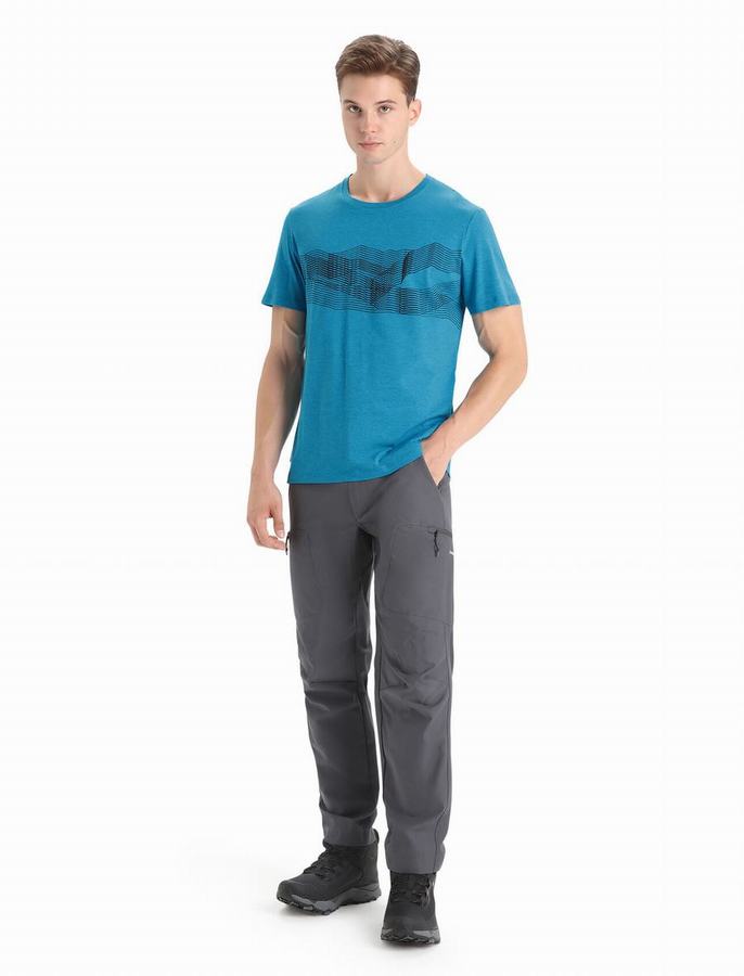 Camiseta Icebreaker Merino Central Classic Corta Sleeve St Anton Hombre Azules | JVM3037QA