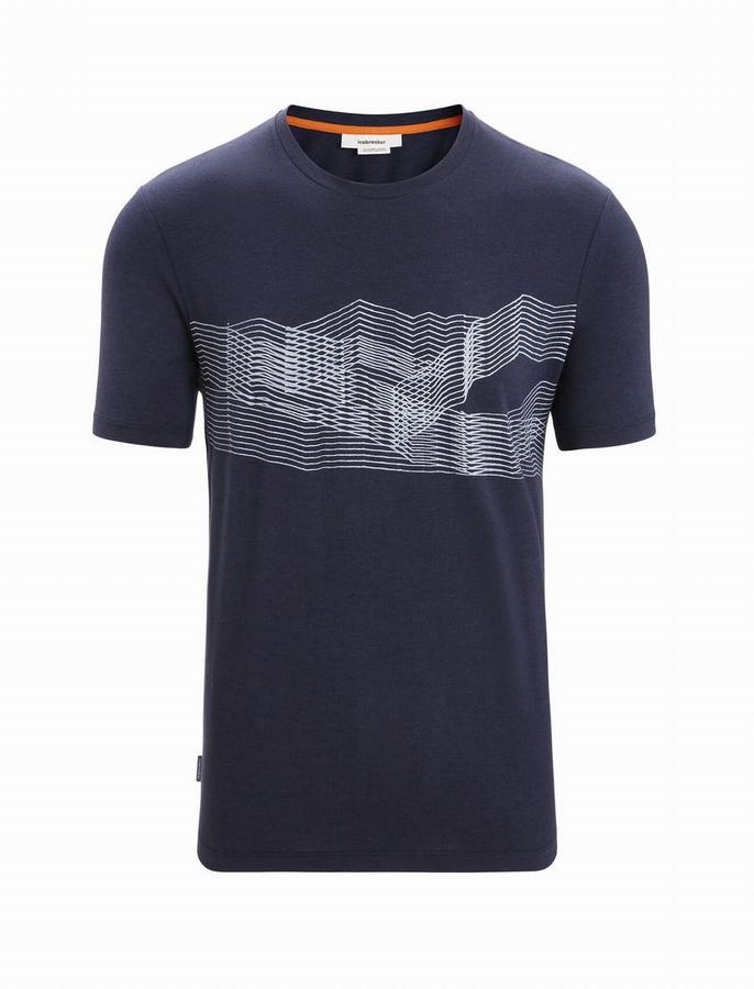 Camiseta Icebreaker Merino Central Classic Corta Sleeve St Anton Hombre Azul Marino | LBH9345TB