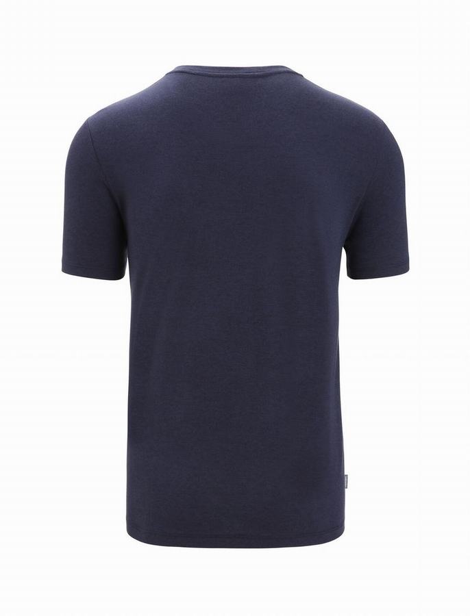 Camiseta Icebreaker Merino Central Classic Corta Sleeve St Anton Hombre Azul Marino | LBH9345TB