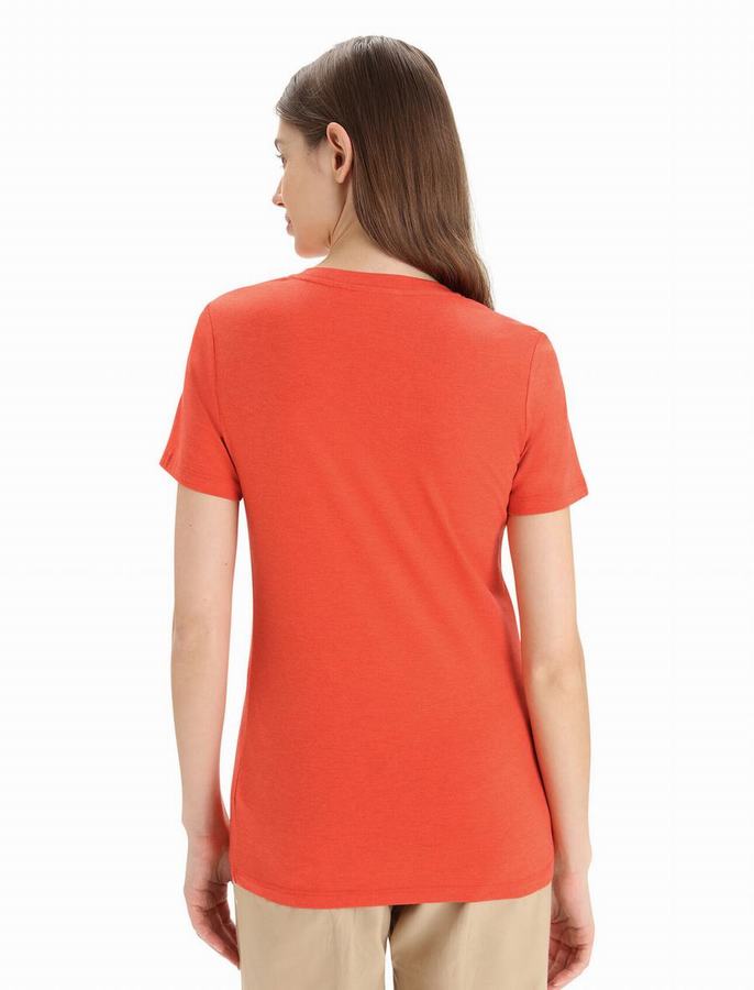 Camiseta Icebreaker Merino Central Classic Corta Sleeve Mujer Naranjas | ODV7738MZ