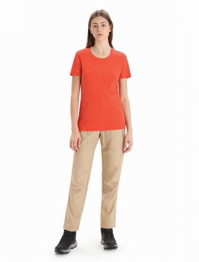 Camiseta Icebreaker Merino Central Classic Corta Sleeve Mujer Naranjas | ODV7738MZ