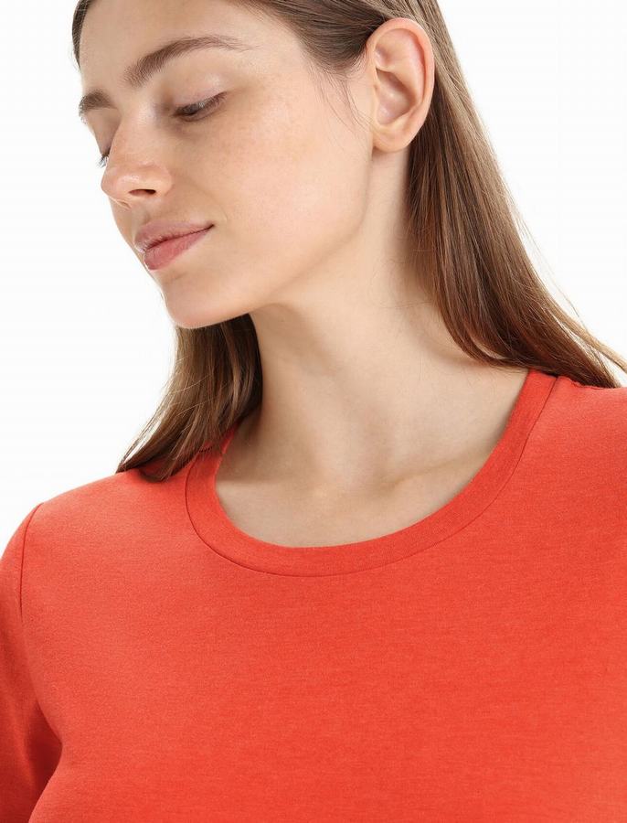 Camiseta Icebreaker Merino Central Classic Corta Sleeve Mujer Naranjas | ODV7738MZ