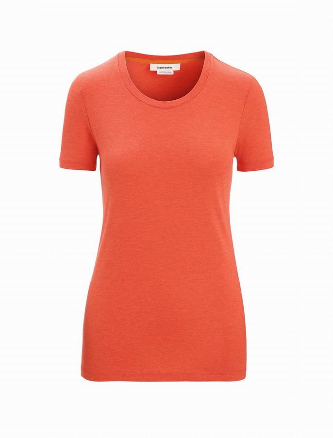 Camiseta Icebreaker Merino Central Classic Corta Sleeve Mujer Naranjas | ODV7738MZ