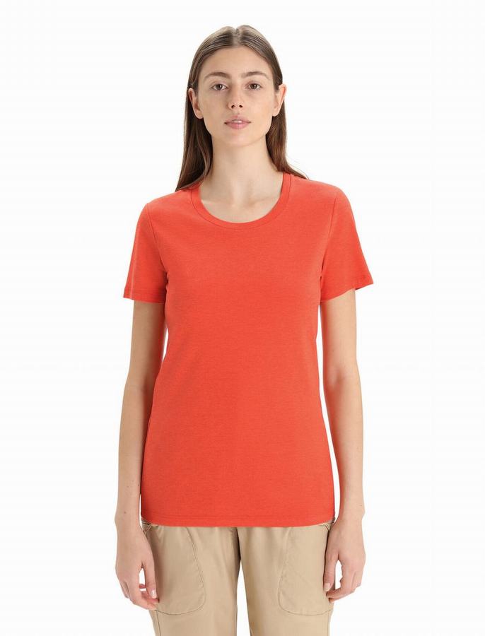 Camiseta Icebreaker Merino Central Classic Corta Sleeve Mujer Naranjas | ODV7738MZ