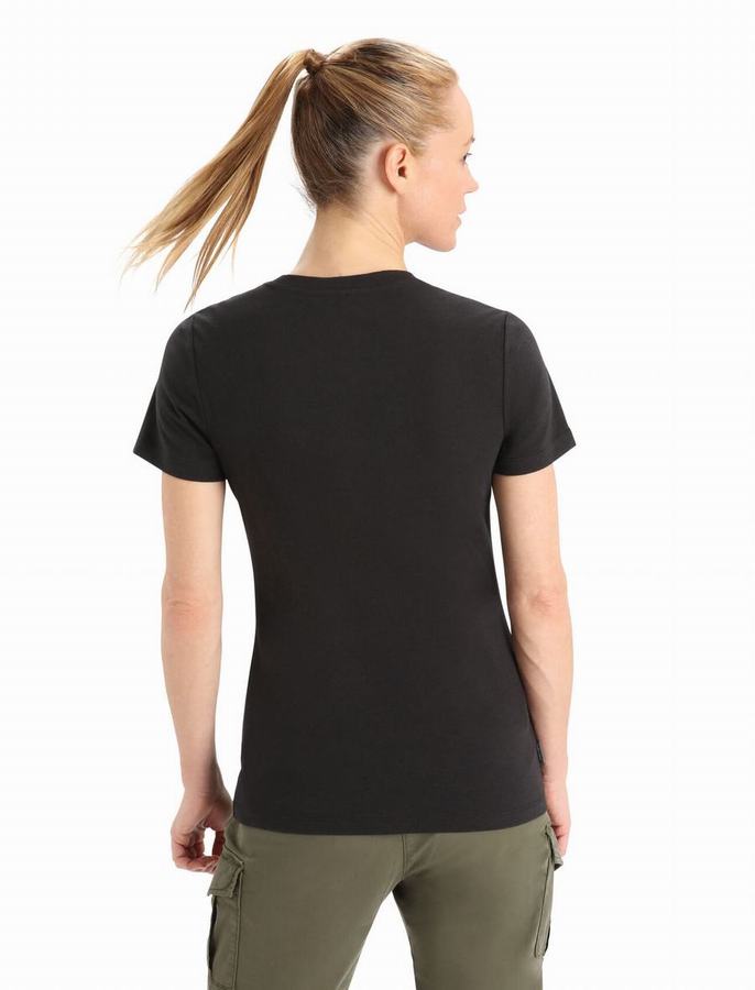 Camiseta Icebreaker Merino Central Classic Corta Sleeve Mujer Negros | OPS9726XC