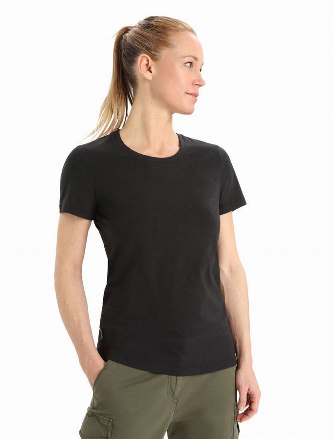 Camiseta Icebreaker Merino Central Classic Corta Sleeve Mujer Negros | OPS9726XC