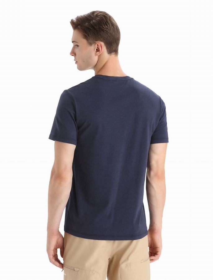 Camiseta Icebreaker Merino Central Classic Corta Sleeve Hombre Azul Marino | TJY6134JF